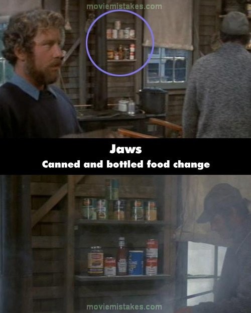 Phim Jaws, hộp thức ăn trên giá bị thay đổi